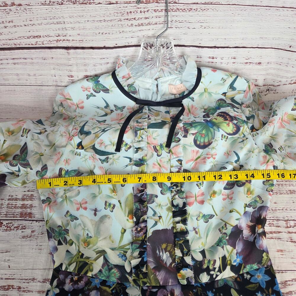 Ted Baker Meelia Floral Butterfly Dress 4 Chiffon Entangled Enchantment Ethereal - Picture 11 of 16